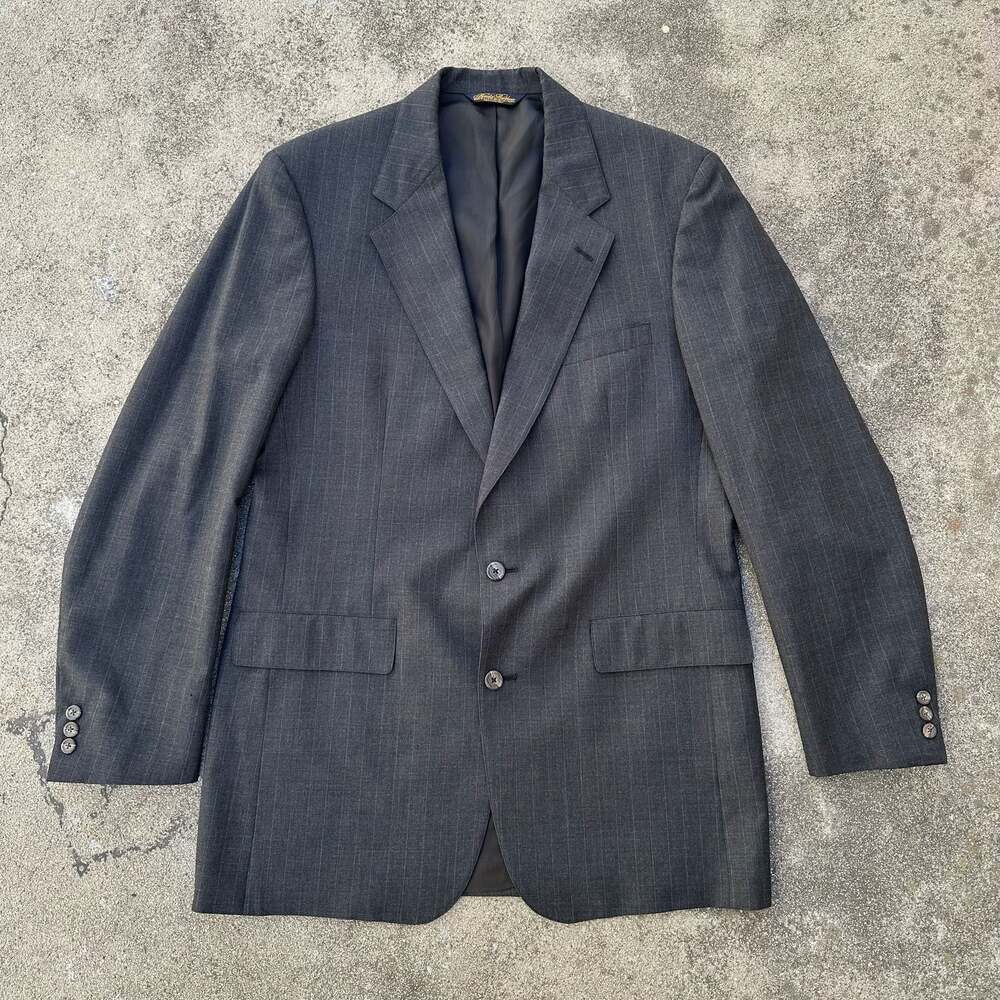 Brooks Brothers Gray Pinstripe Wool Suit Jacket Blazer Two Button